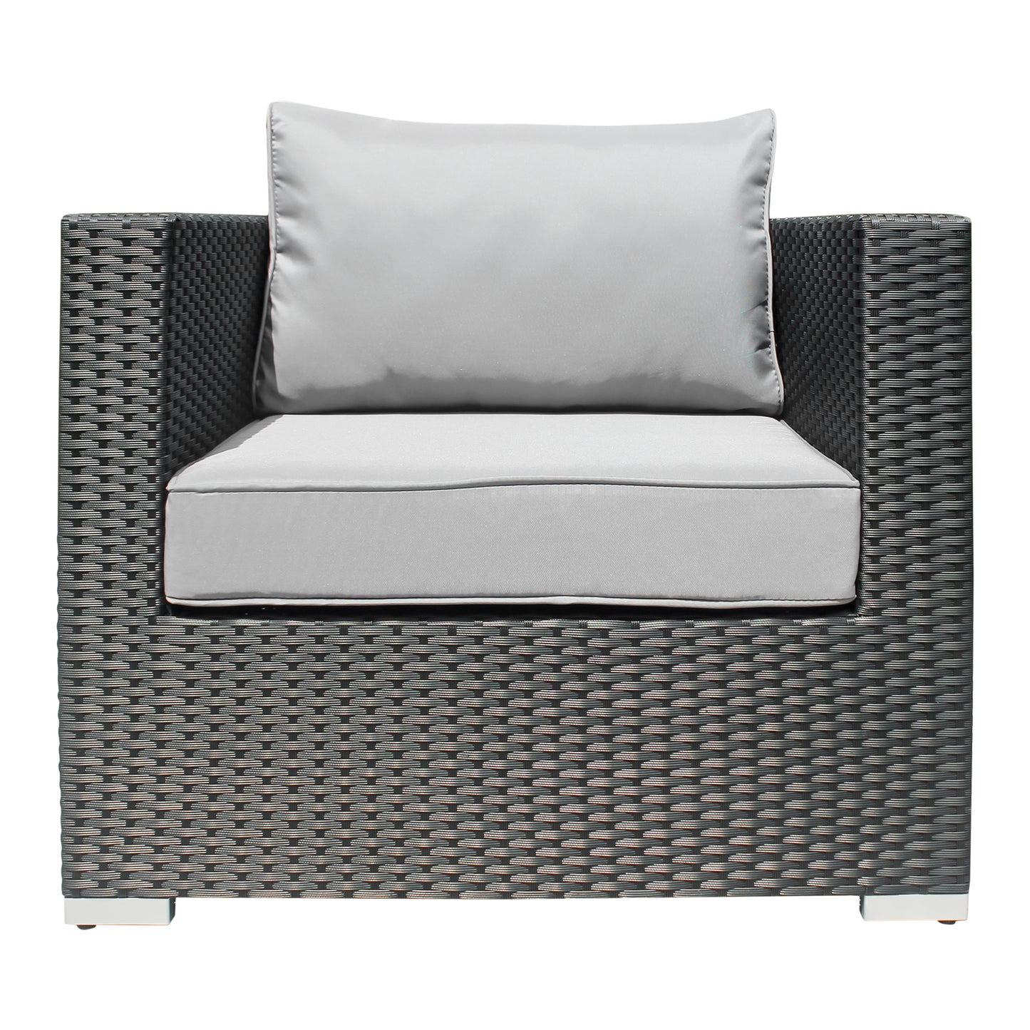 Polyrattan Gartenmöbel, 6 Sitzer, mit Hocker & Tisch