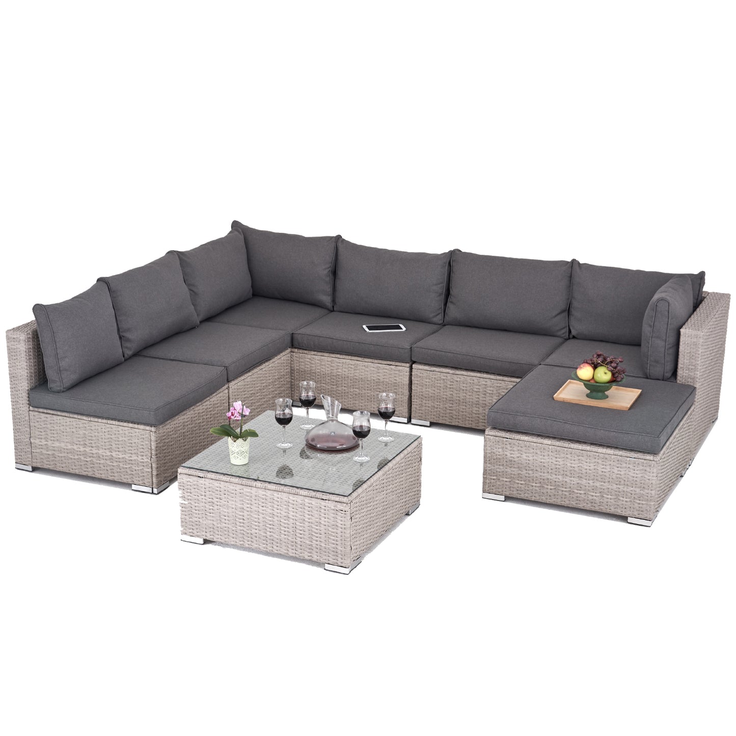 Polyrattan Garten-lounge komplett-Set Menorca