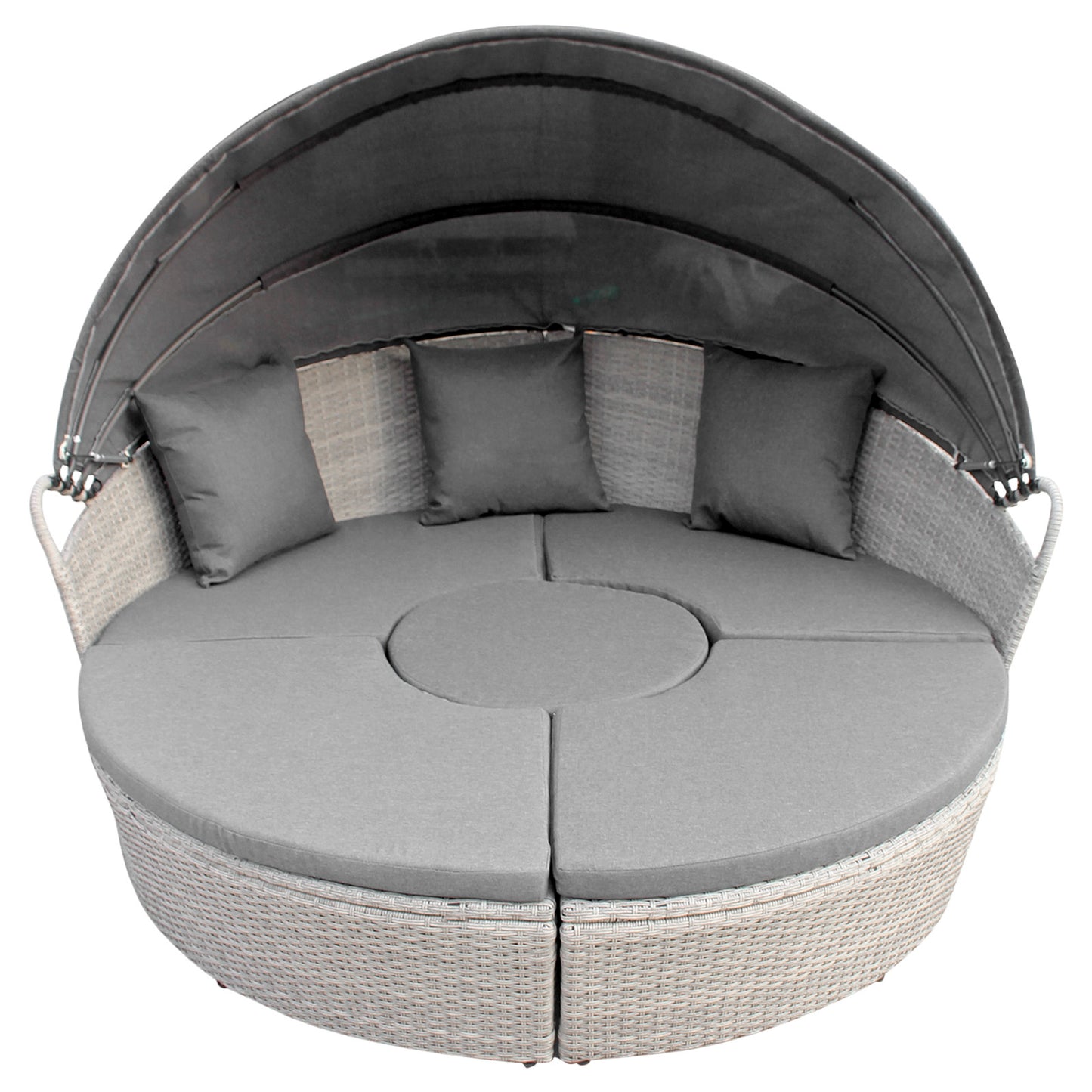 Polyrattan Sonneninsel Ø 180 cm mit Sonnendach & Abdeckplane