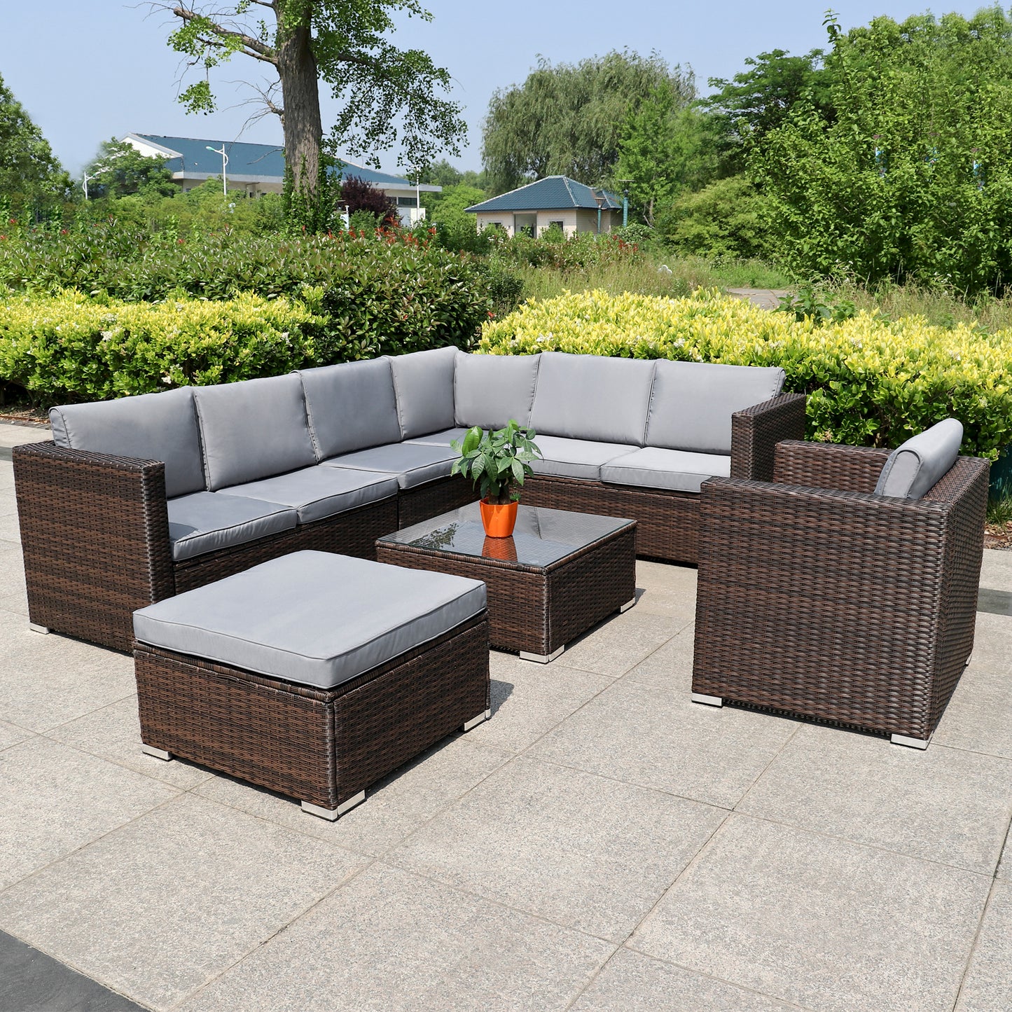 Polyrattan Lounge Sitzgruppe für 7-8 Personen