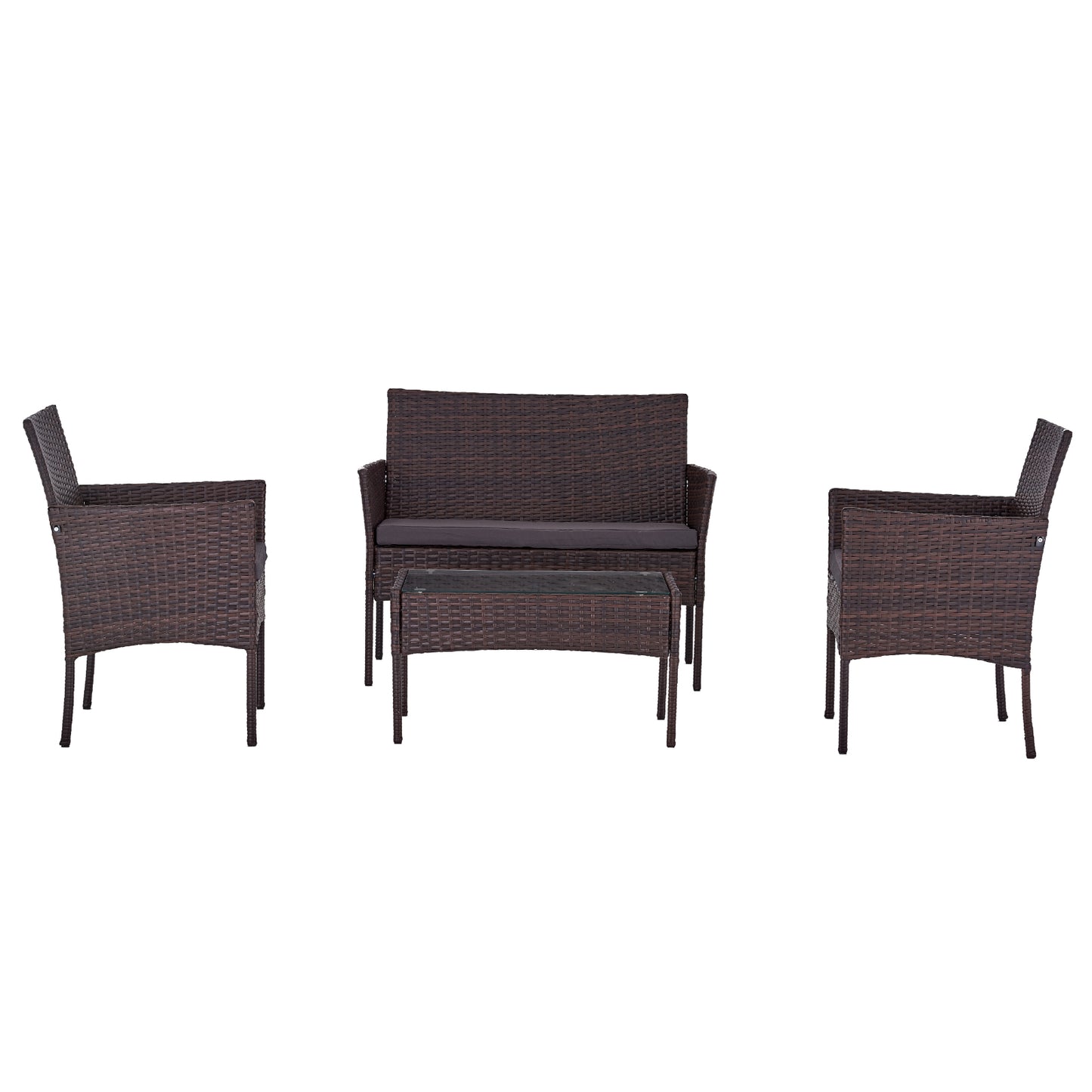 4-teiliges Polyrattan Gartenmöbel-Set für 4 Personen inkl. Gartentisch