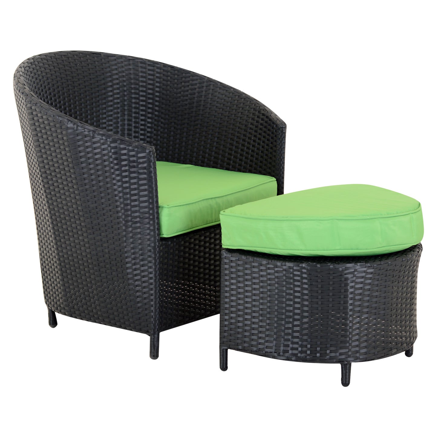 Polyrattan Sitzgruppe Hollywood, 2 Sessel, 2 Hocker, 1 Tisch, FERTIG MONTIERT!