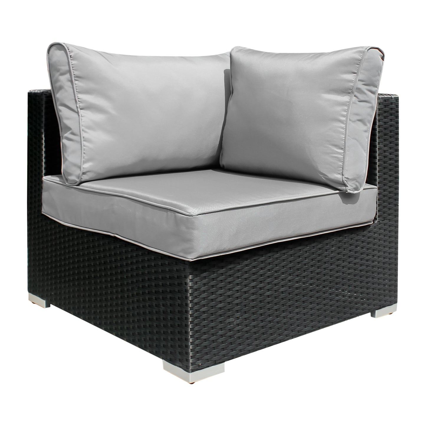 Gartenmöbel-Set Poly Rattan Garnitur 3 Sitzplätze, mit Hocker + Tisch