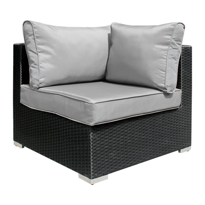 Gartenmöbel-Set Poly Rattan Garnitur 3 Sitzplätze, mit Hocker + Tisch