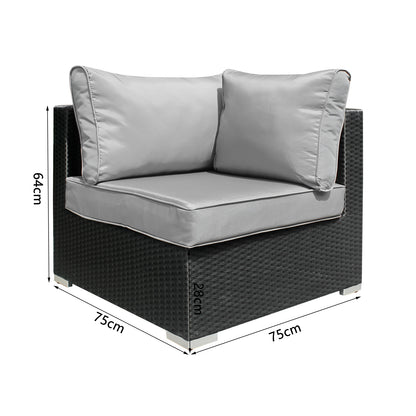 Gartenmöbel-Set Poly Rattan Garnitur 3 Sitzplätze, mit Hocker + Tisch