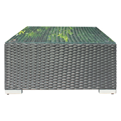 Gartenmöbel-Set Poly Rattan Garnitur 3 Sitzplätze, mit Hocker + Tisch