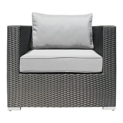 Polyrattan Gartenmöbel, 6 Sitzer, mit Hocker & Tisch