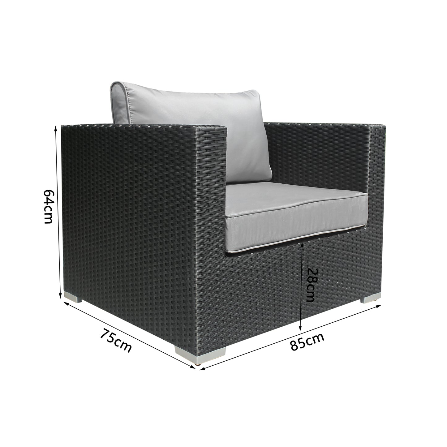 Polyrattan Gartenmöbel, 6 Sitzer, mit Hocker & Tisch