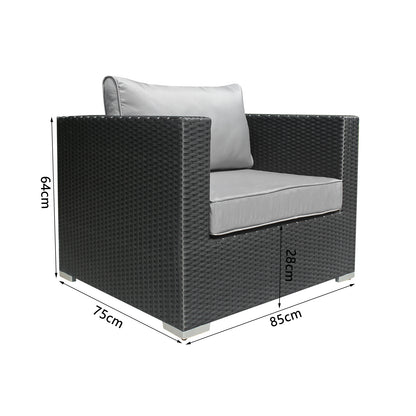 Polyrattan Gartenmöbel, 6 Sitzer, mit Hocker & Tisch