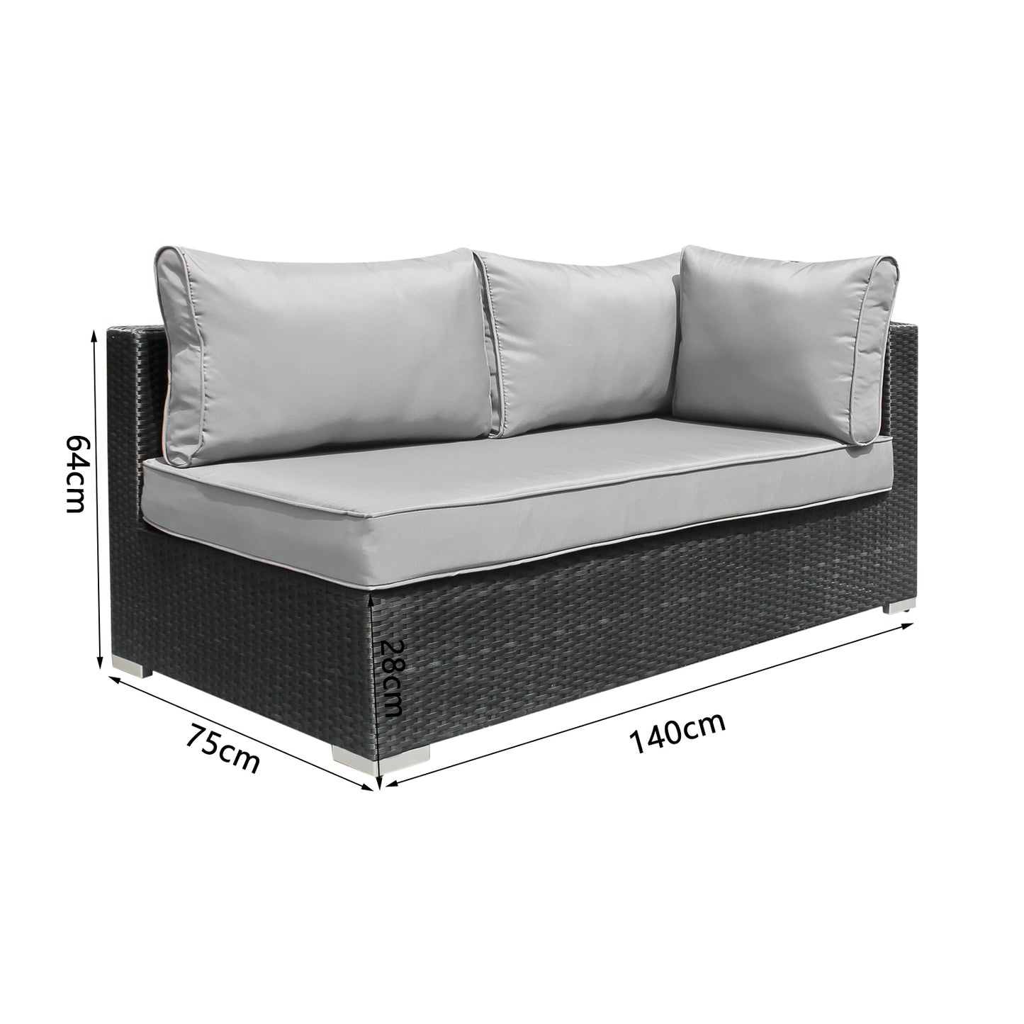 Polyrattan Gartenmöbel, 6 Sitzer, mit Hocker & Tisch