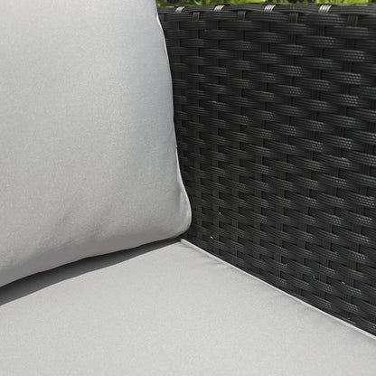 Gartenmöbel-Set Poly Rattan Garnitur 3 Sitzplätze, mit Hocker + Tisch