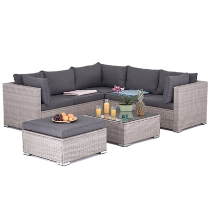 Polyrattan Garten-lounge komplett-Set Hawaii m. Tisch u. Hocker