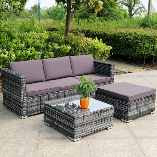 Polyrattan Lounge Set Gartenmöbel m. Hocker & Tisch