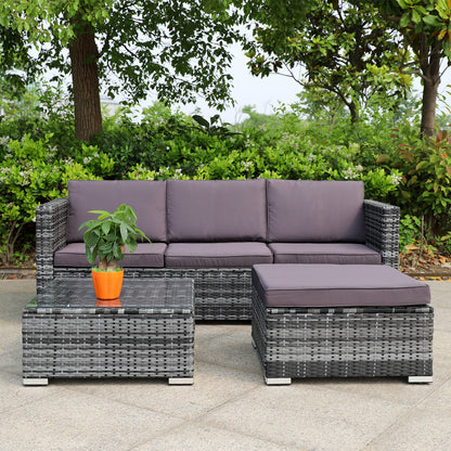 Polyrattan Lounge Set Gartenmöbel m. Hocker & Tisch