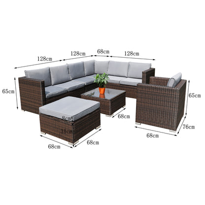 Polyrattan Lounge Sitzgruppe für 7-8 Personen