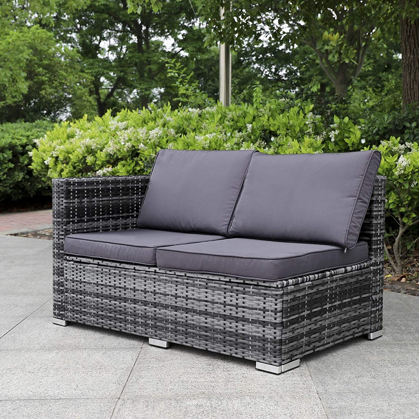 Polyrattan Gartenmöbel Lounge Set Sitzgruppe 6 Sitze m. Hocker+Tisch