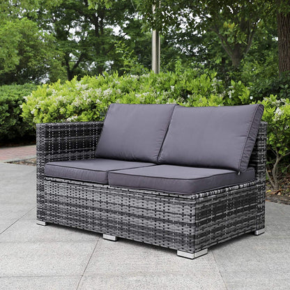 Polyrattan Gartenmöbel Lounge Set Sitzgruppe 6 Sitze m. Hocker+Tisch