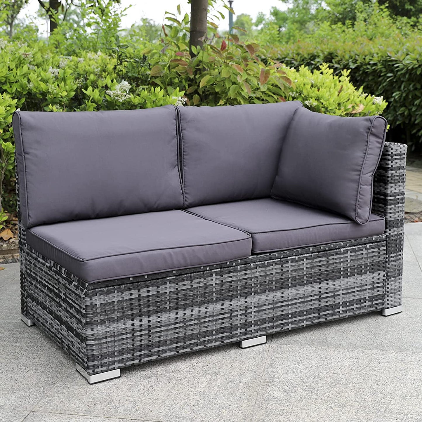 Polyrattan Gartenmöbel Lounge Set Sitzgruppe 6 Sitze m. Hocker+Tisch