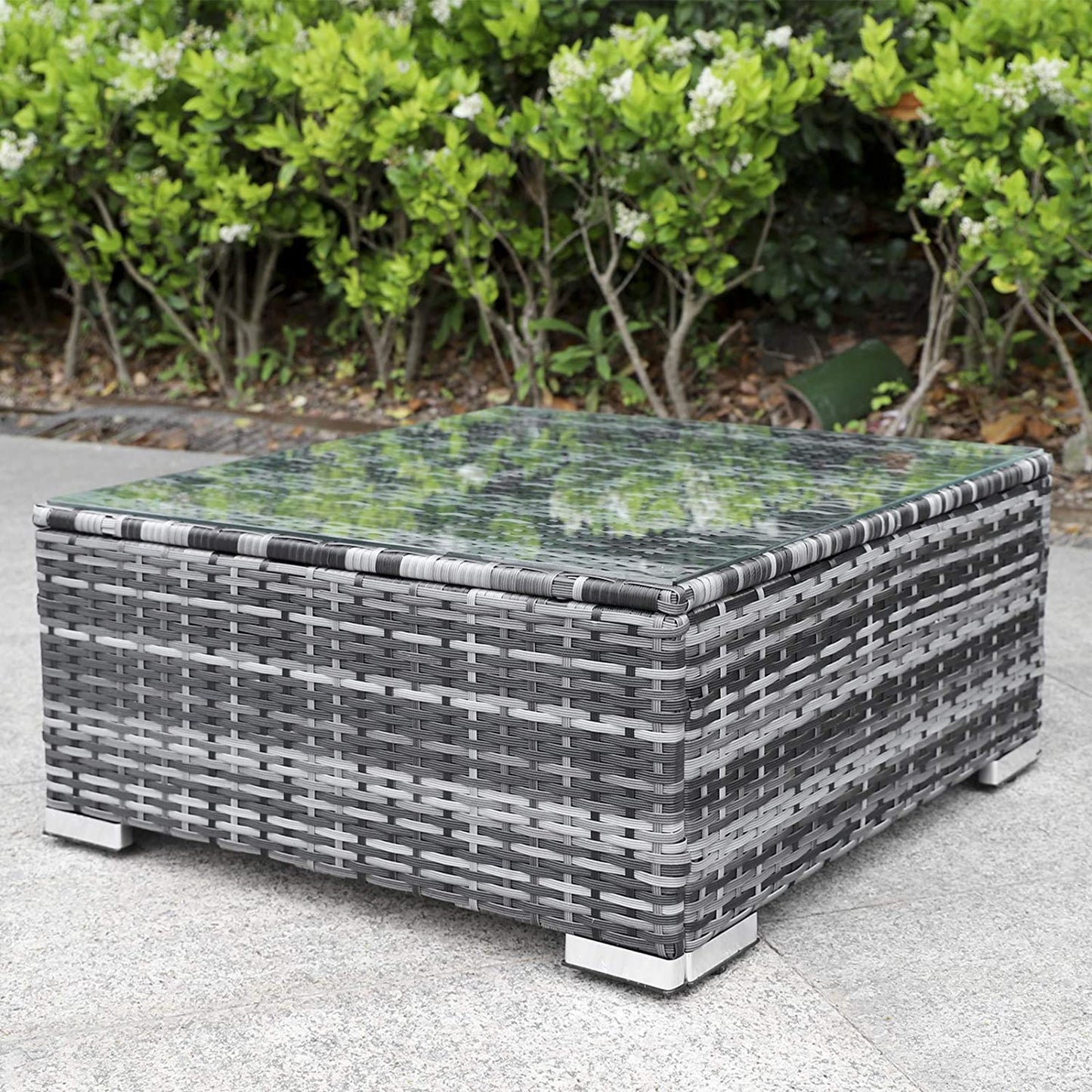 Polyrattan Gartenmöbel Lounge Set Sitzgruppe 6 Sitze m. Hocker+Tisch