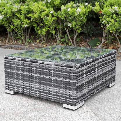 Polyrattan Gartenmöbel Lounge Set Sitzgruppe 6 Sitze m. Hocker+Tisch