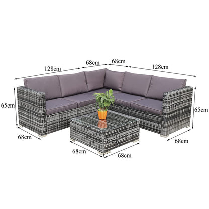 Polyrattan Lounge Set Gartenmöbel 5 Sitze mit Tisch