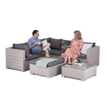 Polyrattan Garten-lounge komplett-Set Hawaii m. Tisch u. Hocker
