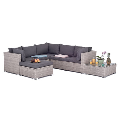 Polyrattan Garten-lounge komplett-Set Hawaii m. Tisch u. Hocker