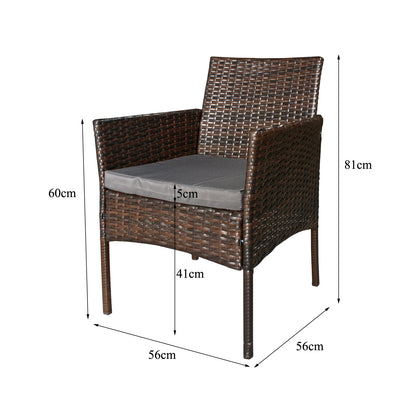 3-teiliges Polyrattan Gartenmöbel-Set für 2 Personen mit Beistelltisch