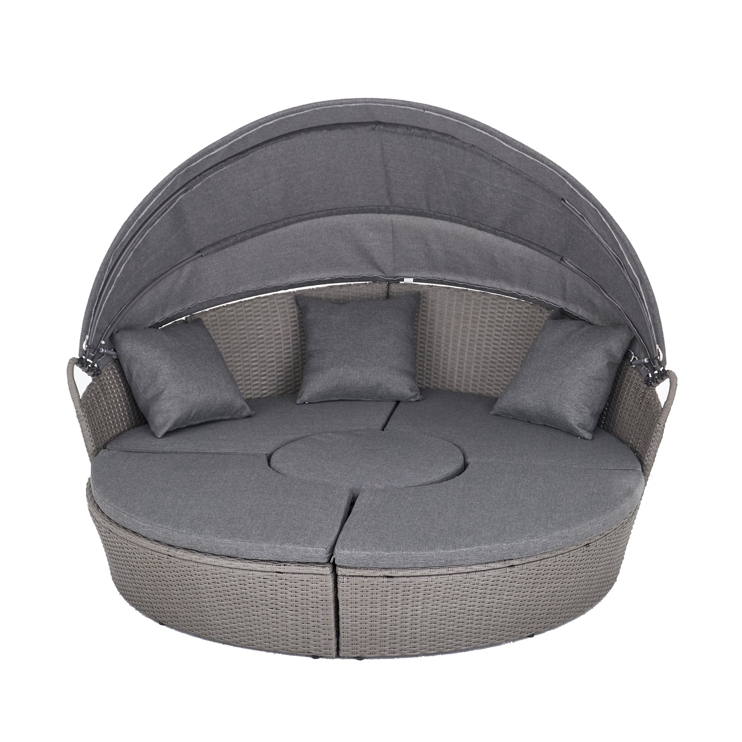 Polyrattan Sonneninsel Ø 180 cm mit Sonnendach & Abdeckplane