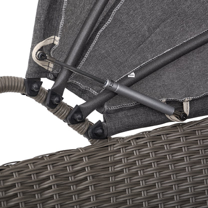Polyrattan XL Ø 210 cm Sonneninsel mit faltbarem Sonnendach Grau