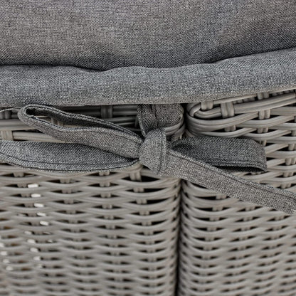 Polyrattan XL Ø 210 cm Sonneninsel mit faltbarem Sonnendach Grau