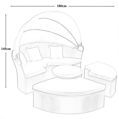Polyrattan Sonneninsel Ø 180 cm mit Sonnendach & Abdeckplane
